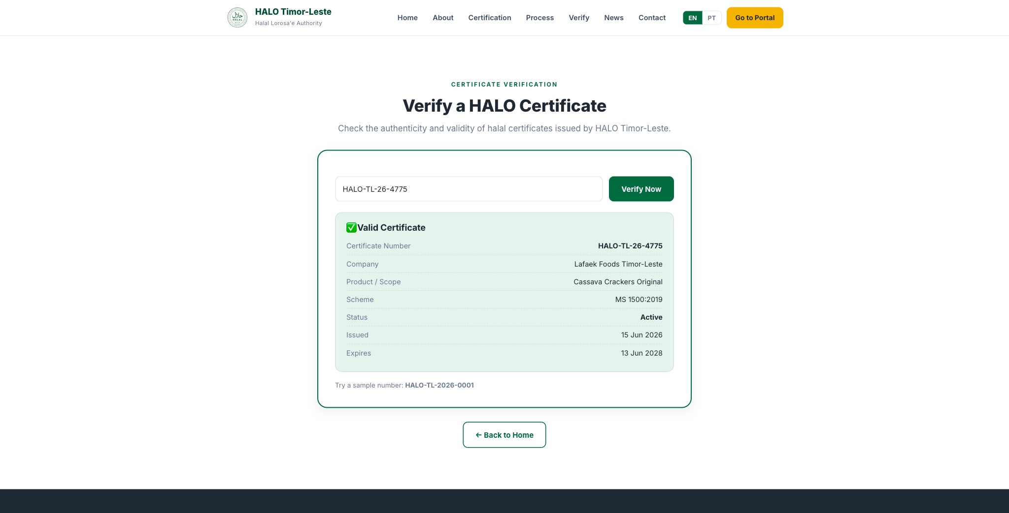 Verify a certificate