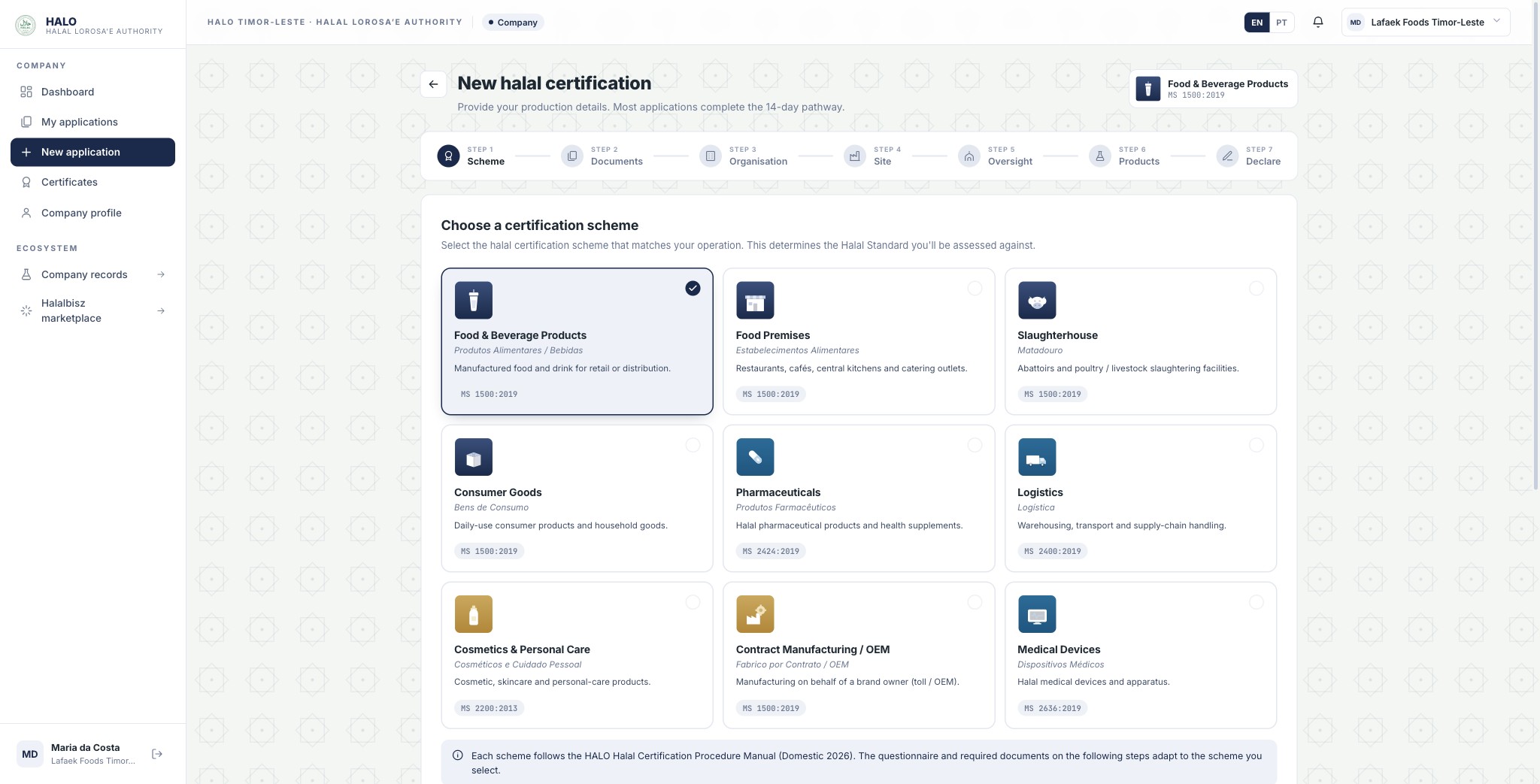 Choose a certification scheme