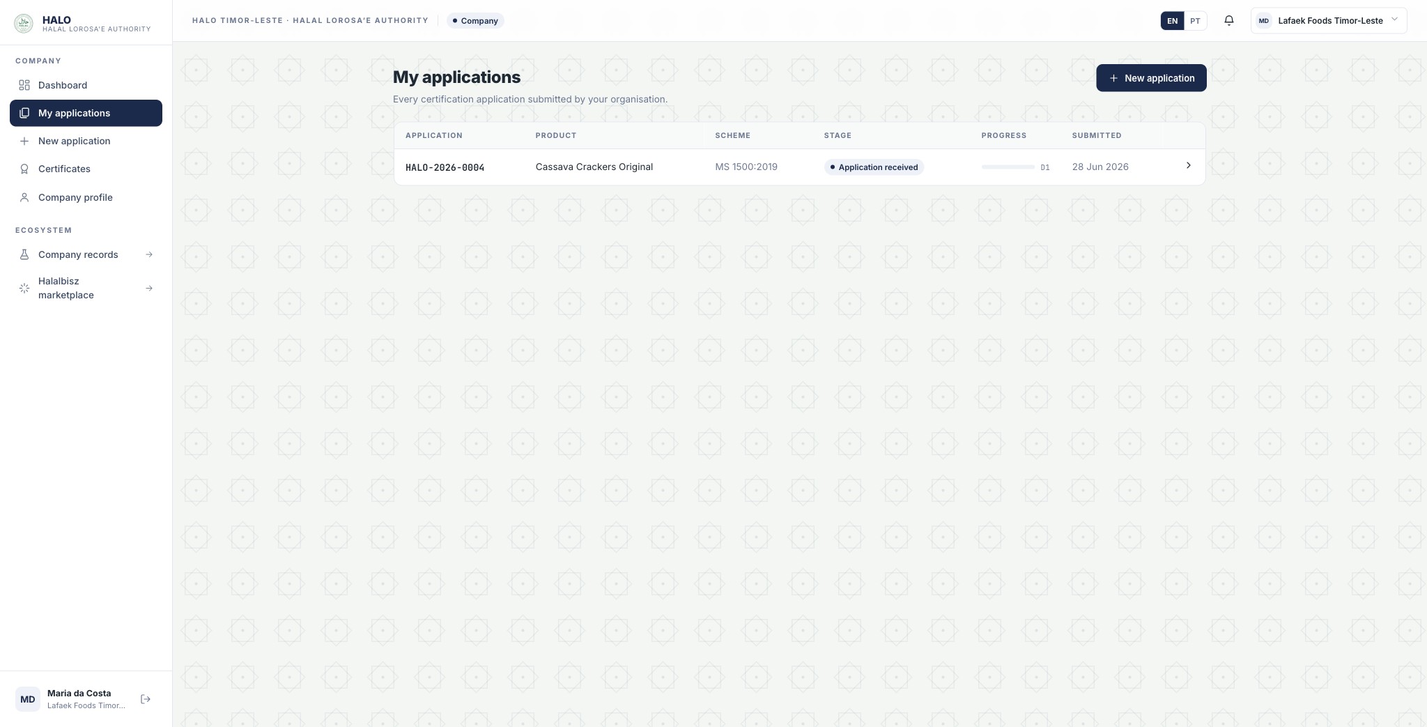 Track your application